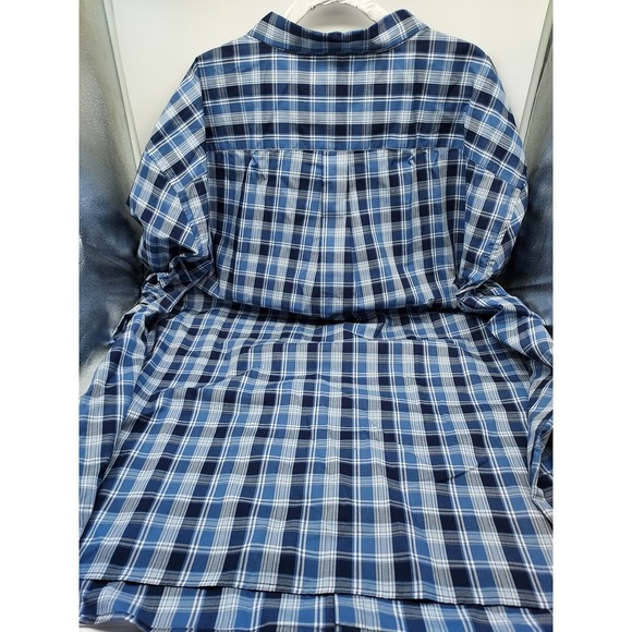 HB Men's 6XL Blue Plaid Button Down Short Sleeve Casual Shirt - Picture 7 of 7